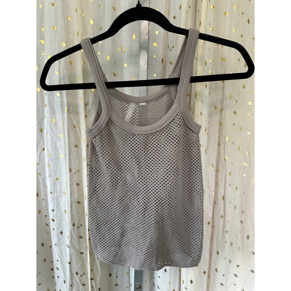 ANWND Women's See Through Open Knit Fishnet Layering Crop Tank Top S/M
